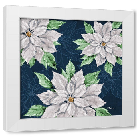 Fiona Poinsettias I - Navy White Modern Wood Framed Art Print by Brent, Paul