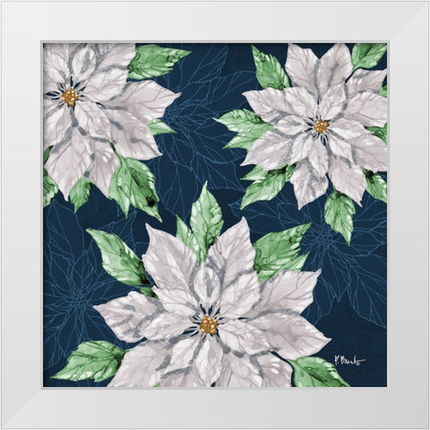 Fiona Poinsettias I - Navy White Modern Wood Framed Art Print by Brent, Paul