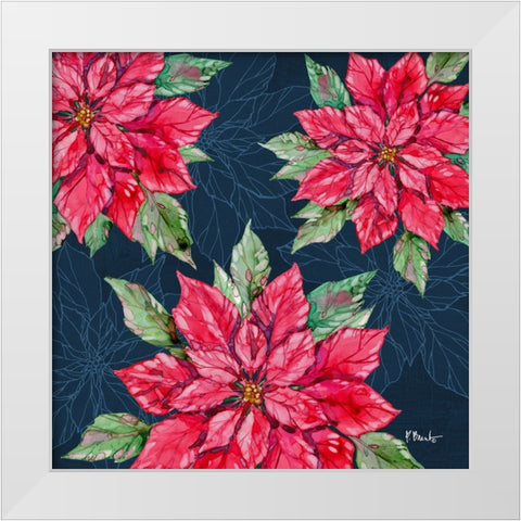 Fiona Poinsettias II - Navy White Modern Wood Framed Art Print by Brent, Paul