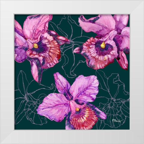 Hilo Orchids White Modern Wood Framed Art Print by Brent, Paul
