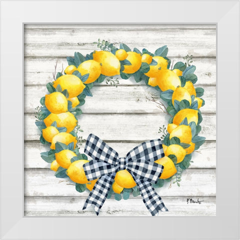Lemon Wreath II White Modern Wood Framed Art Print by Brent, Paul