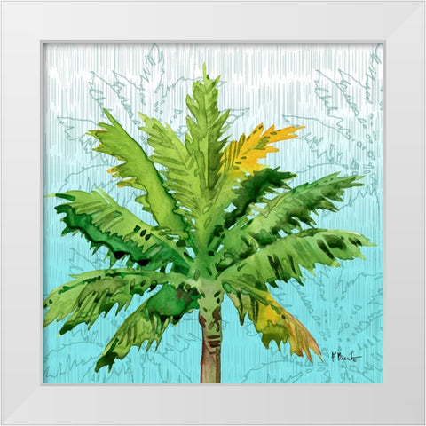 Hilo Palms I - Blue White Modern Wood Framed Art Print by Brent, Paul