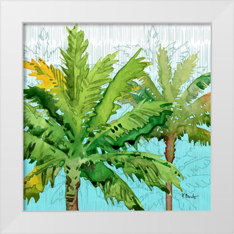 Hilo Palms III - Blue White Modern Wood Framed Art Print by Brent, Paul