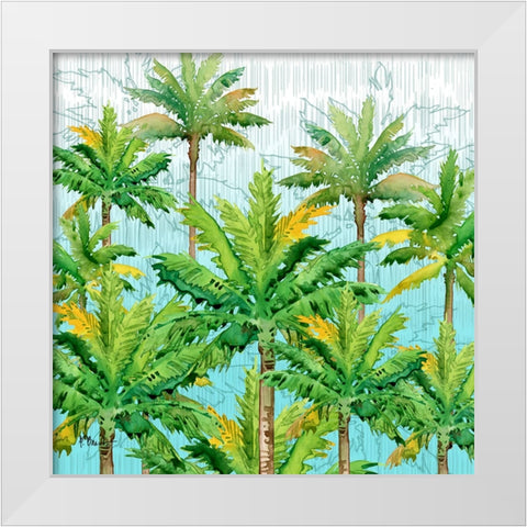 Hilo Palms V - Blue White Modern Wood Framed Art Print by Brent, Paul