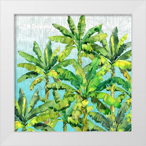 Hilo Palms VI - Blue White Modern Wood Framed Art Print by Brent, Paul