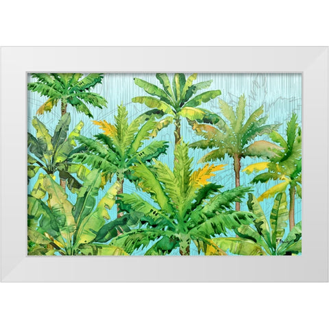 Hilo Palms Horizontal - Blue White Modern Wood Framed Art Print by Brent, Paul