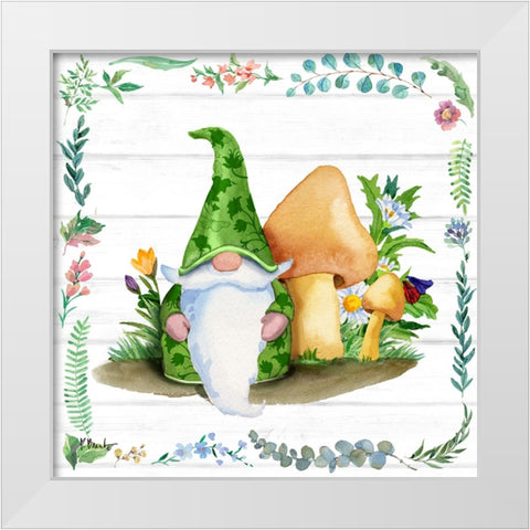 Spring Gnome III White Modern Wood Framed Art Print by Brent, Paul