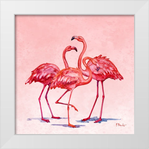 Hilo Flamingos IV White Modern Wood Framed Art Print by Brent, Paul