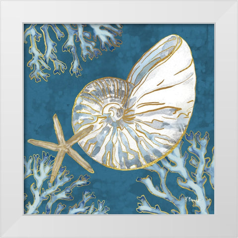 Playa Shells IV - Indigo White Modern Wood Framed Art Print by Brent, Paul