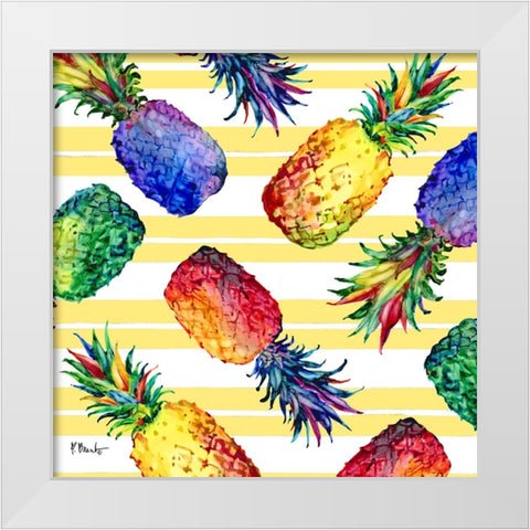 Hilo Pineapple Toss I White Modern Wood Framed Art Print by Brent, Paul