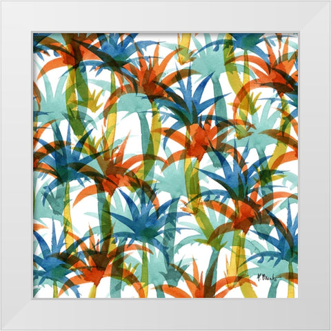 Hilo Palm Toss White Modern Wood Framed Art Print by Brent, Paul