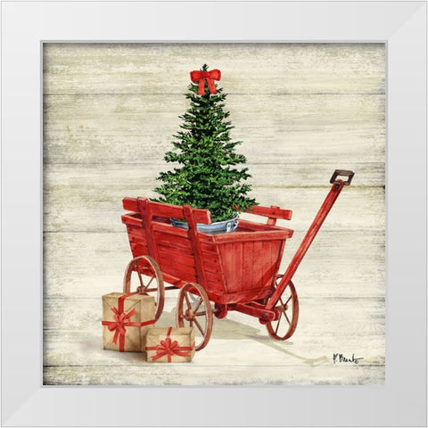 Christmas Wagon III White Modern Wood Framed Art Print by Brent, Paul