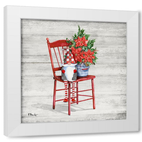 Poinsettia Gnome I White Modern Wood Framed Art Print by Brent, Paul