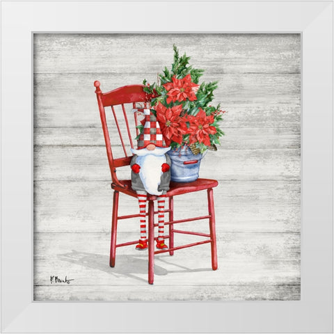 Poinsettia Gnome I White Modern Wood Framed Art Print by Brent, Paul
