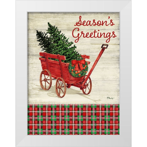 Christmas Wagon Vertical II White Modern Wood Framed Art Print by Brent, Paul