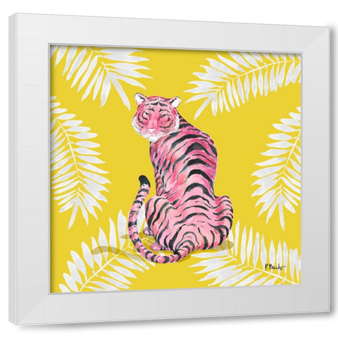 Serengeti Tiger II - Palms White Modern Wood Framed Art Print by Brent, Paul