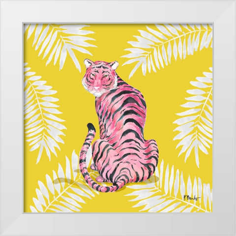 Serengeti Tiger II - Palms White Modern Wood Framed Art Print by Brent, Paul