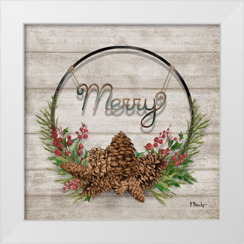 Wreath Greeting IV White Modern Wood Framed Art Print by Brent, Paul