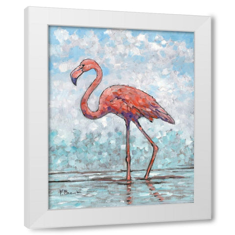 Impressions of Flamingos I White Modern Wood Framed Art Print by Brent, Paul