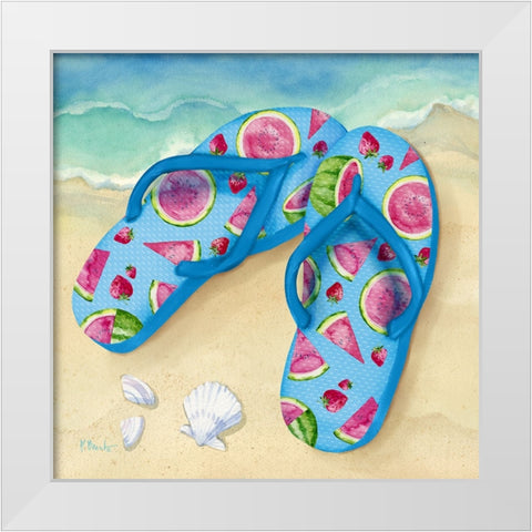 Fruity Flip Flops III White Modern Wood Framed Art Print by Brent, Paul