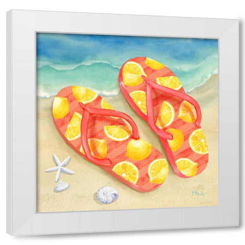 Fruity Flip Flops IV White Modern Wood Framed Art Print by Brent, Paul