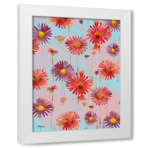 Floral Cascade I White Modern Wood Framed Art Print by Brent, Paul