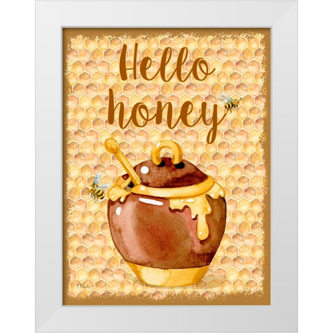 Honey Pot Vertical - Honeycomb White Modern Wood Framed Art Print by Brent, Paul