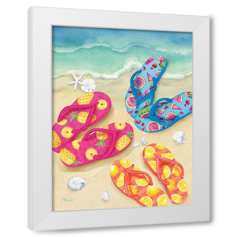 Fruity Flip Flops Vertical White Modern Wood Framed Art Print by Brent, Paul