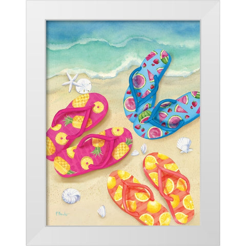 Fruity Flip Flops Vertical White Modern Wood Framed Art Print by Brent, Paul