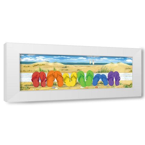 Rainbow Flip Flops White Modern Wood Framed Art Print by Brent, Paul