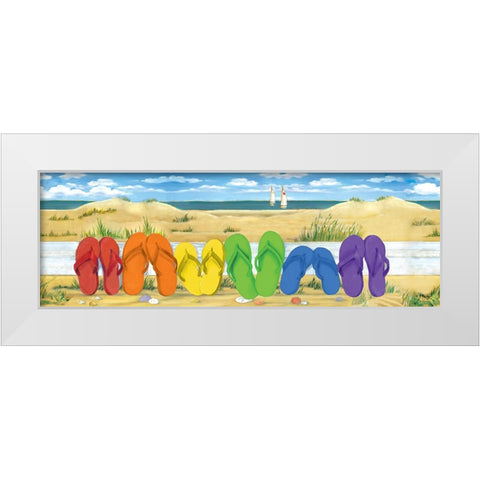 Rainbow Flip Flops White Modern Wood Framed Art Print by Brent, Paul