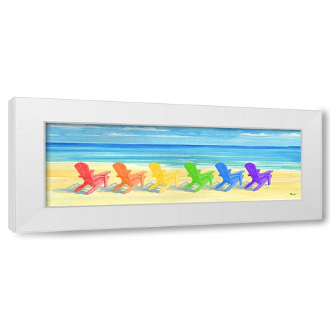 Rainbow Adirondack Chairs White Modern Wood Framed Art Print by Brent, Paul