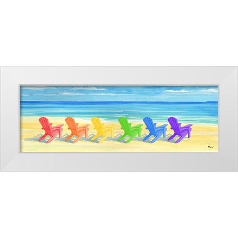 Rainbow Adirondack Chairs White Modern Wood Framed Art Print by Brent, Paul