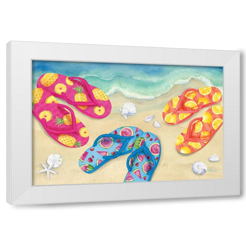 Fruity Flip Flops Horizontal I White Modern Wood Framed Art Print by Brent, Paul