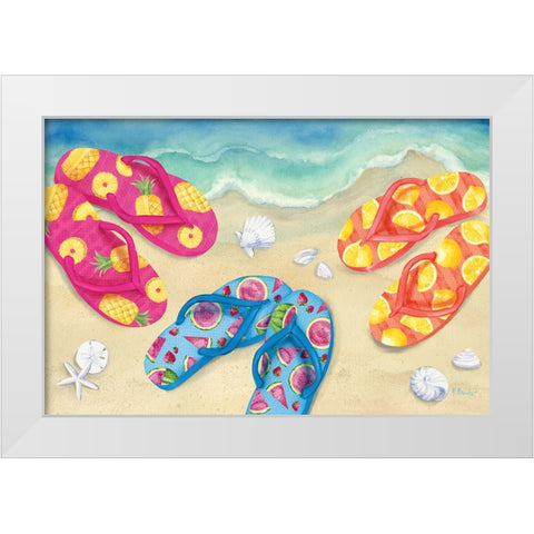 Fruity Flip Flops Horizontal I White Modern Wood Framed Art Print by Brent, Paul
