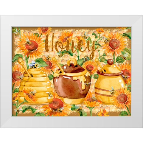 Honey Pots and Sunflowers White Modern Wood Framed Art Print by Brent, Paul