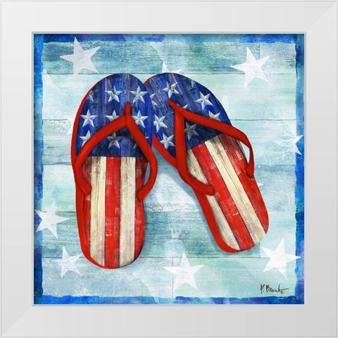 Freedom Flip Flops I White Modern Wood Framed Art Print by Brent, Paul