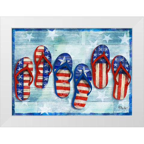 Freedom Flip Flops Horizontal White Modern Wood Framed Art Print by Brent, Paul