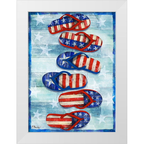 Freedom Flip Flops Vertical White Modern Wood Framed Art Print by Brent, Paul