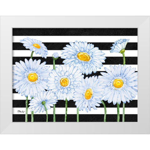 Helena Daisies Horizontal II - Stripes White Modern Wood Framed Art Print by Brent, Paul