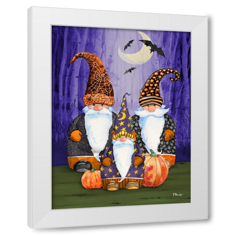 Spooky Forest Gnomes Vertical White Modern Wood Framed Art Print by Brent, Paul