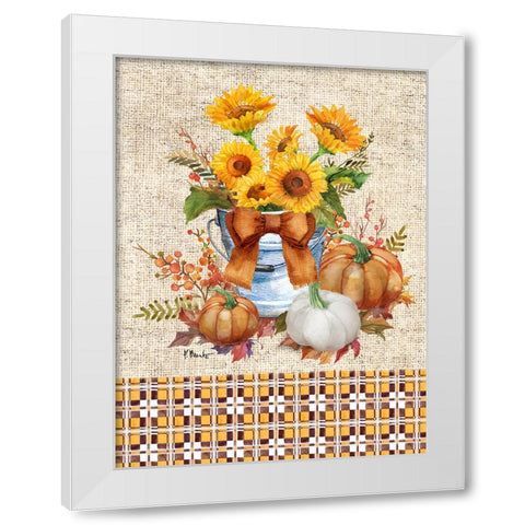 Orange Sunflower Bucket Vertical White Modern Wood Framed Art Print by Brent, Paul