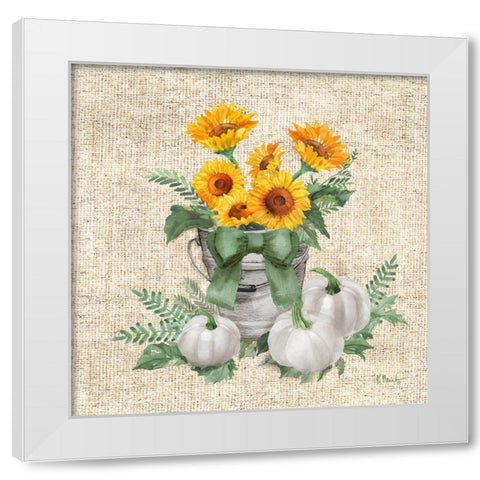 Sage Sunflower Bucket White Modern Wood Framed Art Print by Brent, Paul