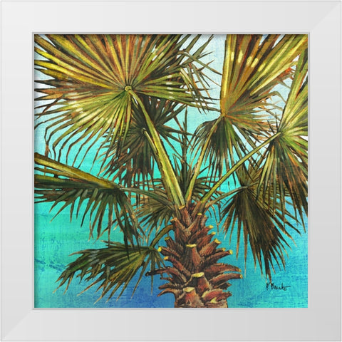Woodside Palms I - Blue White Modern Wood Framed Art Print by Brent, Paul