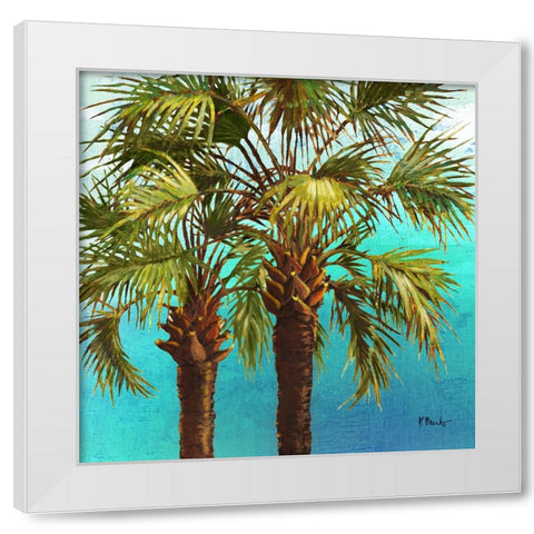 Woodside Palms II - Blue White Modern Wood Framed Art Print by Brent, Paul