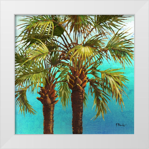 Woodside Palms II - Blue White Modern Wood Framed Art Print by Brent, Paul