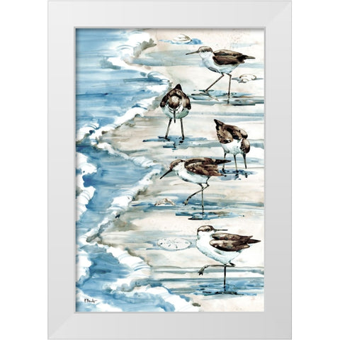 Rockhampton Sandpipers Vertical - Light White Modern Wood Framed Art Print by Brent, Paul