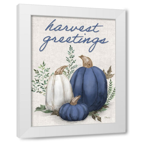 Sage Heirloom Vertical - Navy White Modern Wood Framed Art Print by Brent, Paul