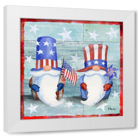 Freedom Gnome Duo White Modern Wood Framed Art Print by Brent, Paul