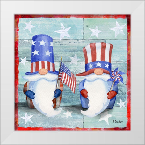 Freedom Gnome Duo White Modern Wood Framed Art Print by Brent, Paul